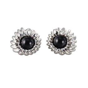 Tiffany & Co Sterling Onyx Clip on Earrings
