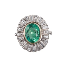 Platinum Diamond 2.20ct Emerald Ring