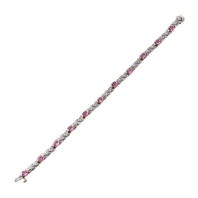 14k Gold Diamond Pink Sapphire Bracelet