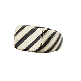 David Webb Zebra Enamel 18k Gold Ring