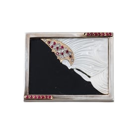 Erte 14k Gold Silver MOP Ruby Diamond Beloved Brooch