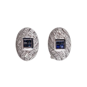 14k Gold Diamond Sapphire Earrings