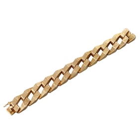 1970s 14k Gold Hammered Link Bracelet