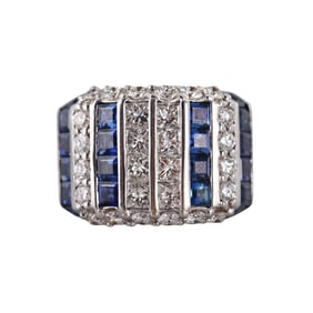 18k Gold 5.40ctw Sapphire 4.50ctw Diamond Ring