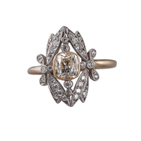 18k Gold Old Mine Diamond Engagement Ring