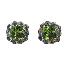 Paolo Costagli 18k Gold Peridot Sapphire Earrings