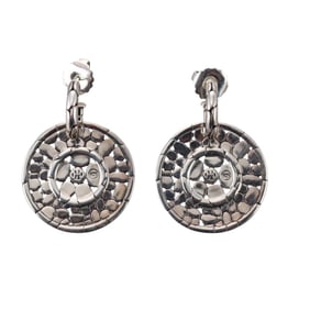John Hardy Sterling Silver Kali Pebble Disc Drop Earrings