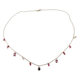 14k Yellow Gold Diamond Tourmaline Necklace