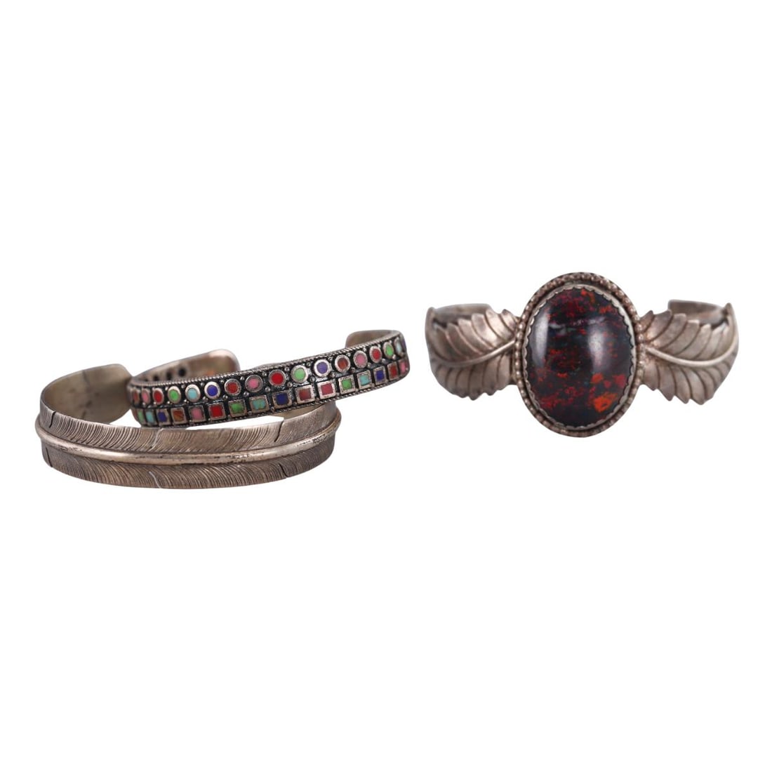 Native American Lena Platero Sterling Boulder Opal Gem Inlay Bracelet Lot of 3 (1 of 6)