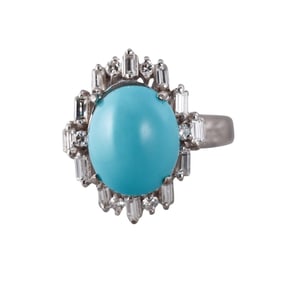 14k Gold Diamond Turquoise Ring