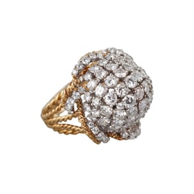 Mid Century 5.50ctw Gold Diamond Dome Ring