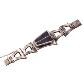 Mexican Modernist Sterling Silver Druzy Gemstone Bracelet
