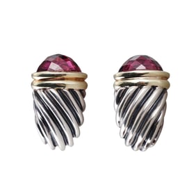 David Yurman 14k Gold Silver Tourmaline Earrings