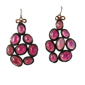 14k Gold Pink Tourmaline Drop Earrings
