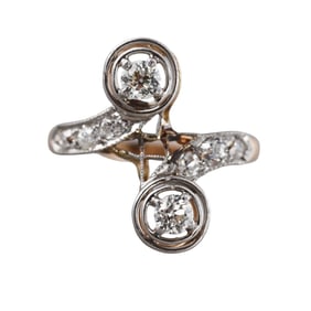Antique 14k Gold Diamond Bypass Ring