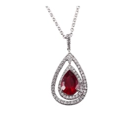 14k Gold Diamond Tourmaline Pendant Necklace