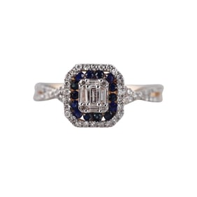 14k Yellow Gold Diamond Sapphire RIng
