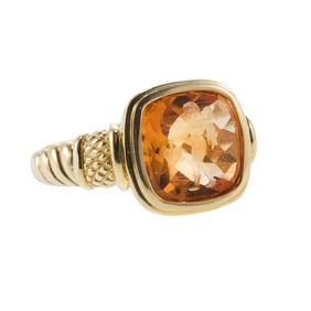 18k Gold Citrine Intaglio Ring