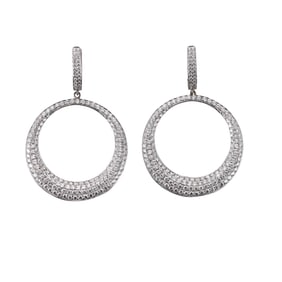 18k Gold 5ctw Diamond Open Circle Drop Earrings