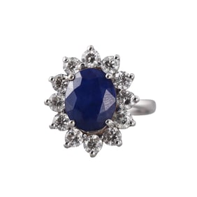 Effy 14k Gold 4.75ct Sapphire Diamond Cocktail Ring