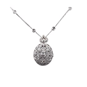 14k Gold Diamond Locket Pendant Necklace