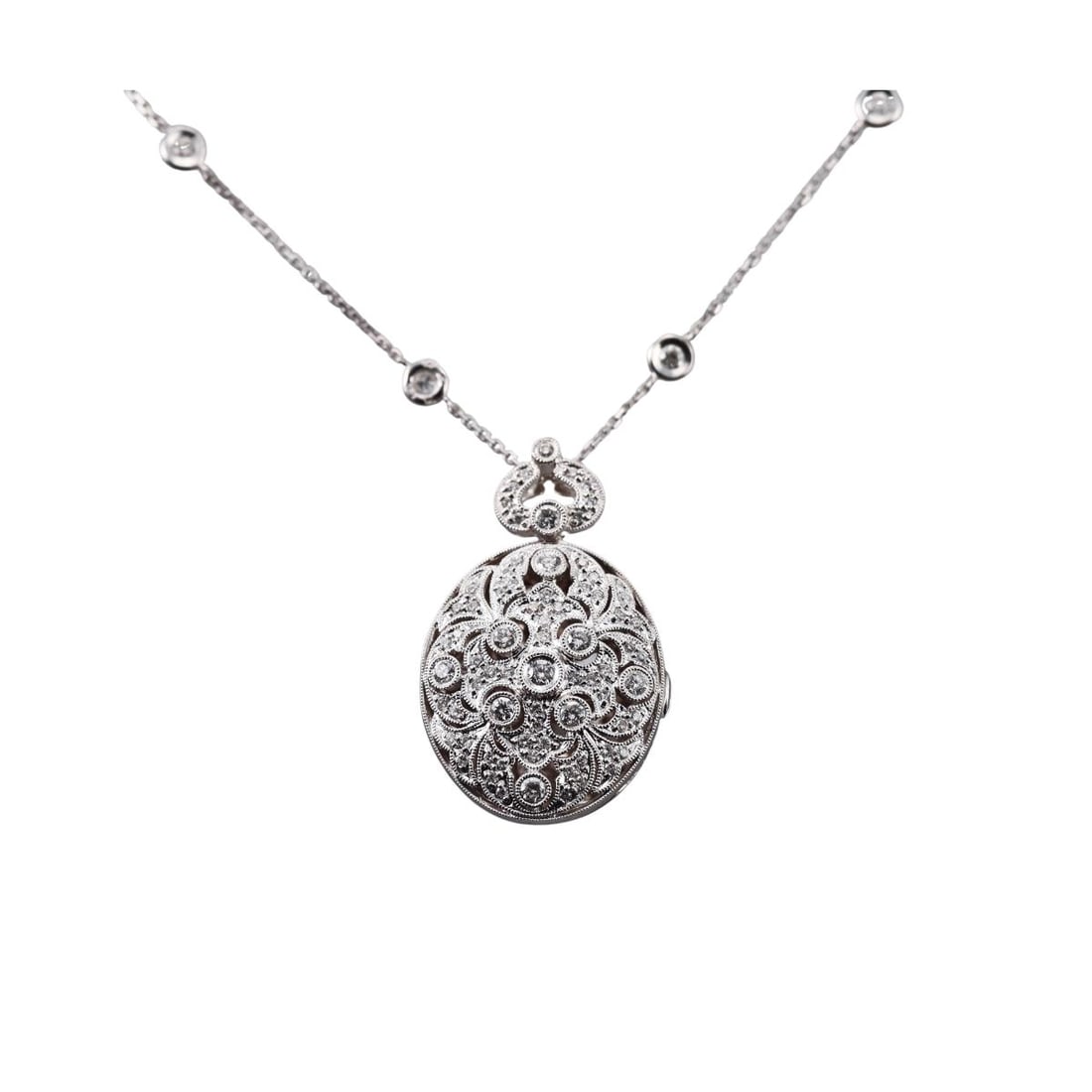 14k Gold Diamond Locket Pendant Necklace (1 of 5)