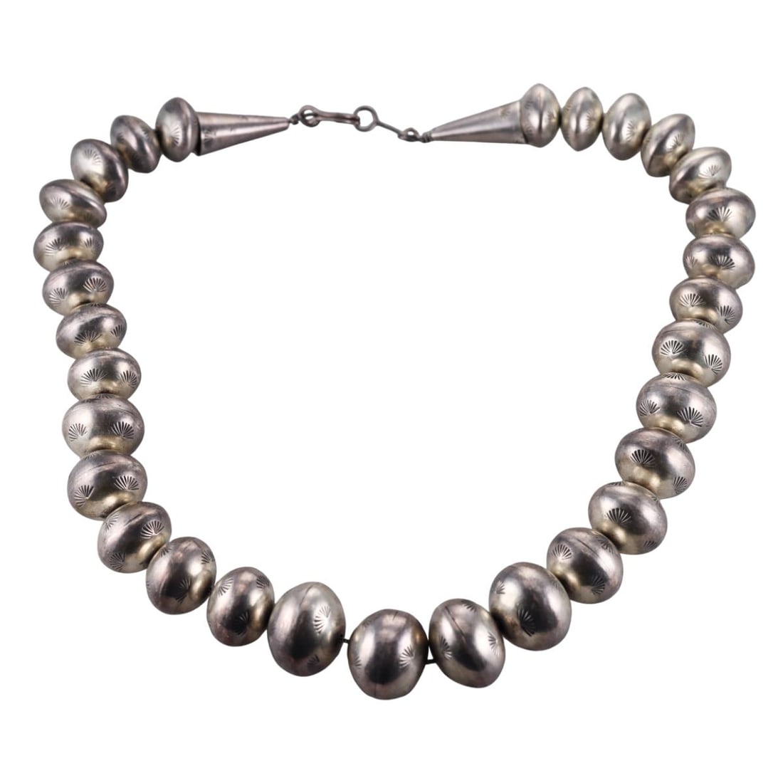 Native American Sterling Silver Bead Necklace (1 of 5)