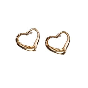 18k Gold Open Heart Stud Earrings