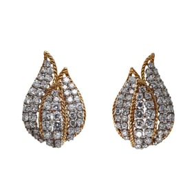 Mid Century 18k Gold Diamond Earrings