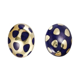 Tiffany & Co Positive Negative Lapis 18k Gold Earrings