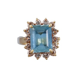 18k Gold 3.50ct Aquamarine Diamond Ring