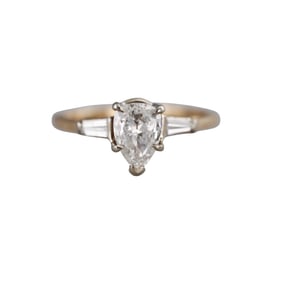 14k Gold Pearl Diamond Engagement Ring