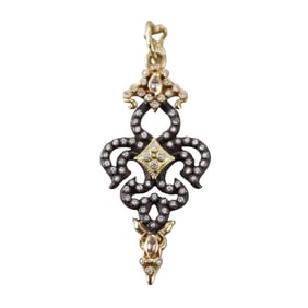18k Gold Blackened Silver Diamond Pendant