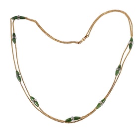 Antique 14k Gold Aventurine Crystal Fob Necklace