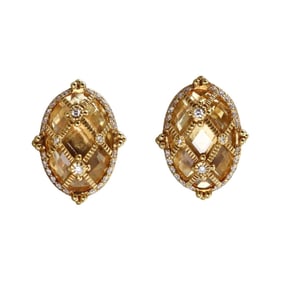 Judith Ripka Canary Crystal Diamond Gold Earrings