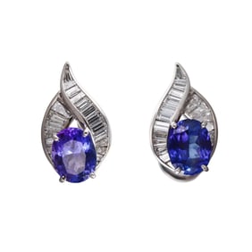 Oscar Heyman Brothers Platinum Tanzanite Diamond Earrings