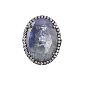 18k Gold Labradorite Diamond Ring