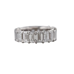 Platinum 8.50ctw Emerald Cut Diamond Eternity Wedding Band Ring