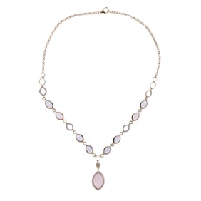 Bucherer Gold Diamond Aquamarine Chalcedony Quartz Necklace