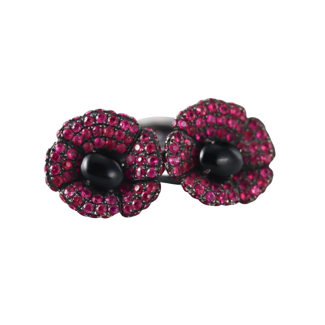 Morganne Bello France 18k Gold Ruby Flower Ring Set (1 of 5)