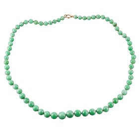 Antique 14k Gold 5mm - 9mm Jade Bead Necklace