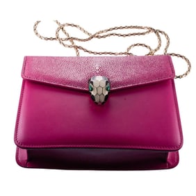 Bvlgari Bulgari Serpenti Fuchsia Leather Shoulder Bag