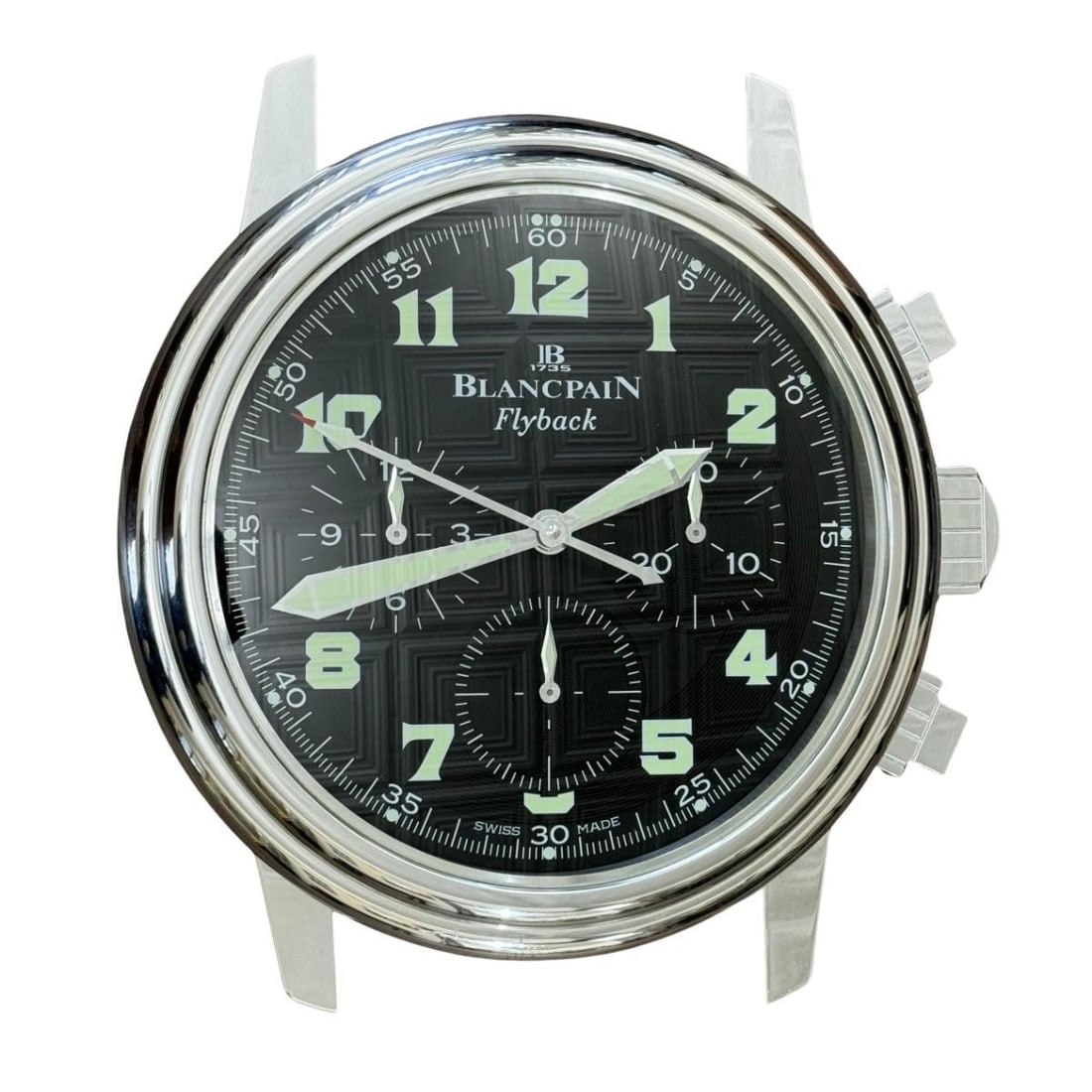 Blancpain Flyback Chronograph Wall Clock Store Display: Designer : Blancpain Movement : Quartz - working order. Measurements : Approx. 15" x 16" x 1.5". Condition : Excellent. Additional : n/a