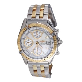 Breitling Chronomat 18k Gold Steel MOP Chonograph Watch D13050.1