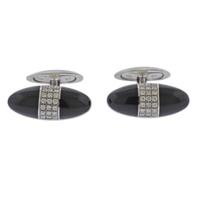 Bucherer Gold Diamond Onyx Cufflinks