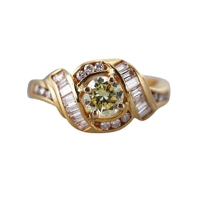18k Gold Fancy Diamond Engagement Ring
