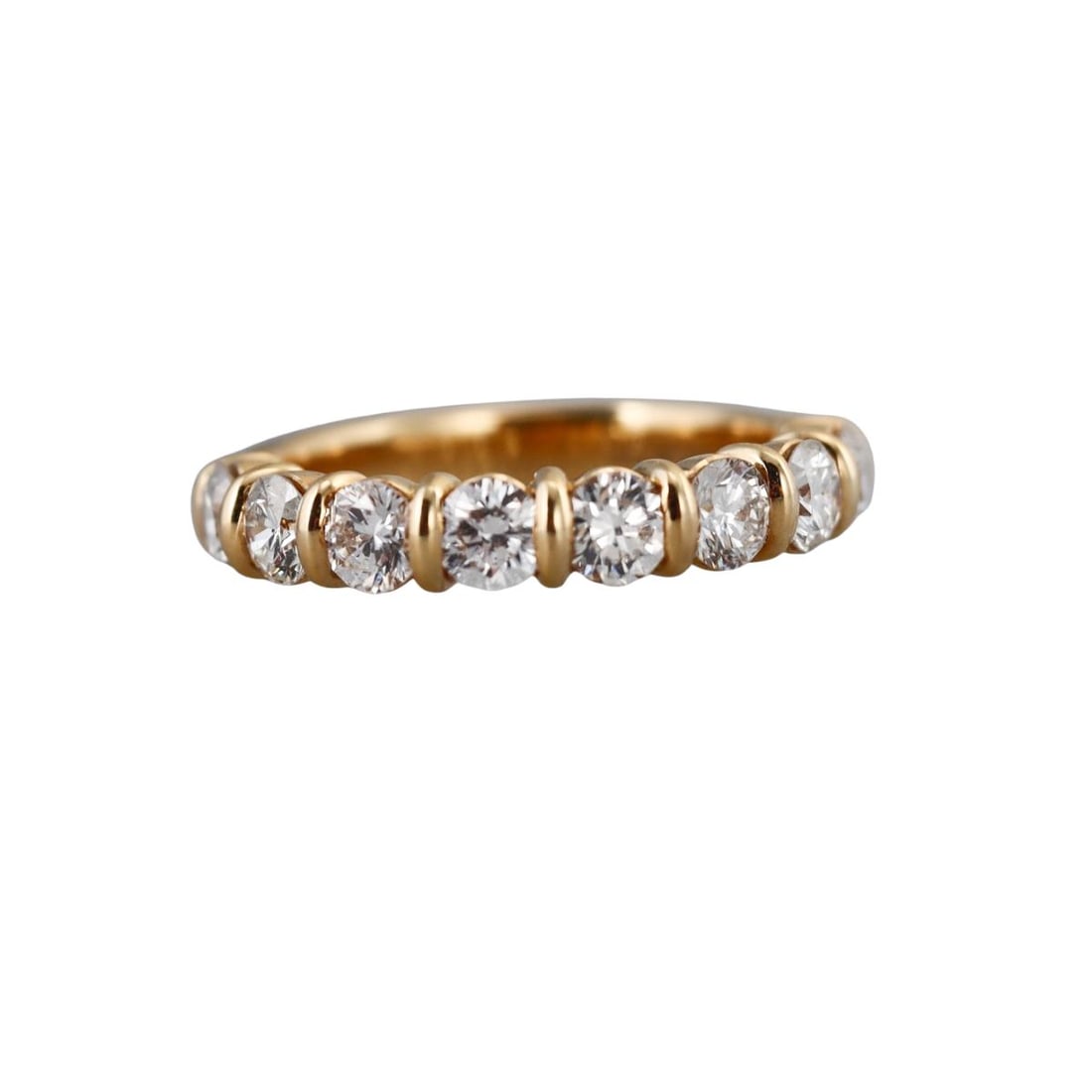 Bucherer 18k Yellow Gold 1.60ctw Diamond Half Band Ring: Metal : 18k Yellow Gold Designer : Bucherer Gemstone : Diamonds 1.60ctw H/SI. Measurements : Ring size 6, width 4mm. Marked: : CB 750, ct1.60. Weight: : 5.8 grams