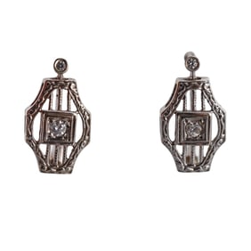 14k Gold Filigree Diamond Earrings