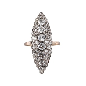 Antique Gold Platinum 2.50ctw Diamond Navette Ring