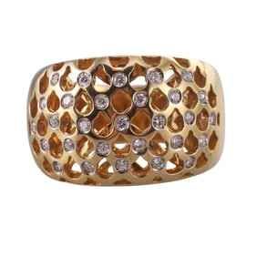Italian Modern Gold Diamond Dome Ring